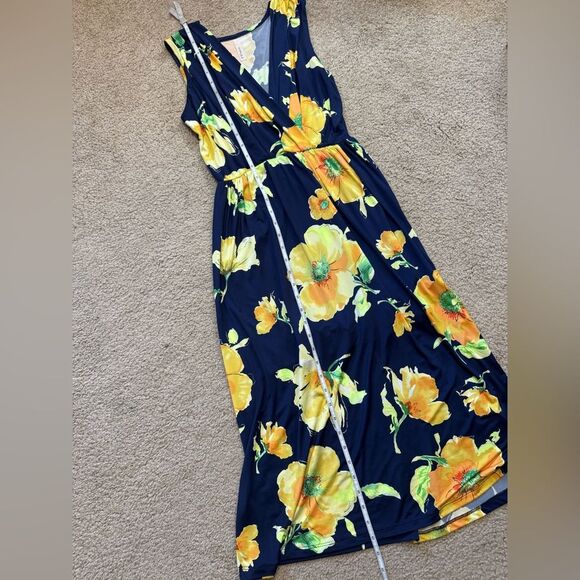 Modcloth Gilli navy blue and golden floral sleeveless midi dress, size small - Picture 9 of 9